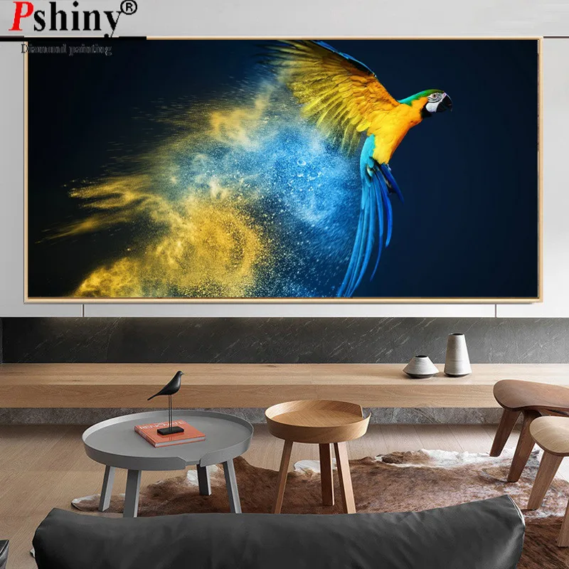 PSHINY DIY 5D алмазная вышивка распродажа красочное изображение попугая животное