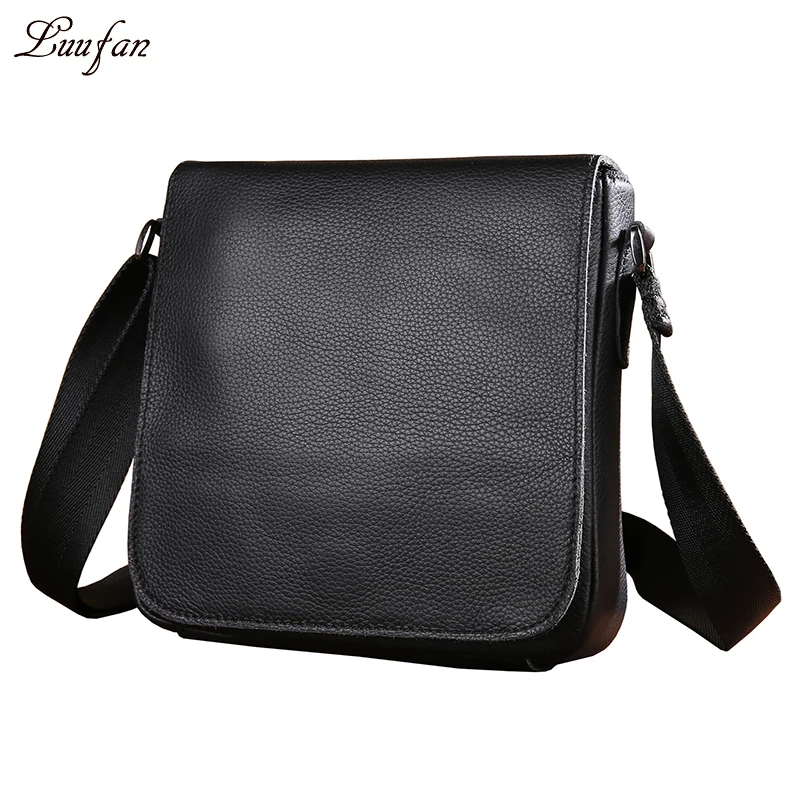 Мужская Наплечная Сумка из натуральной кожи для iPad Mini Милая Черная мягкая сумка