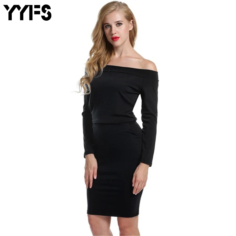 2017 платье без бретелек Женщины с плеча Летние черные пикантные вечерние
