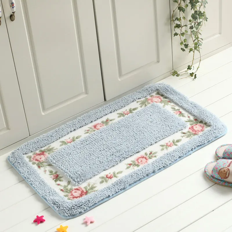 lan 6 Sizes Square Doormat Floor Carpet for Living Room Bedroom Hallway Water Absorption Non-slip Bathroom Mat Toilet Rug Foot Pad - Цвет: lan