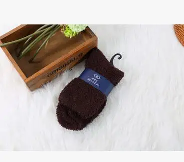 108 парт/лот Модные мужские зимние носки однотонные мужские теплые утепленные носки из кораллового флиса пушистые короткие носки