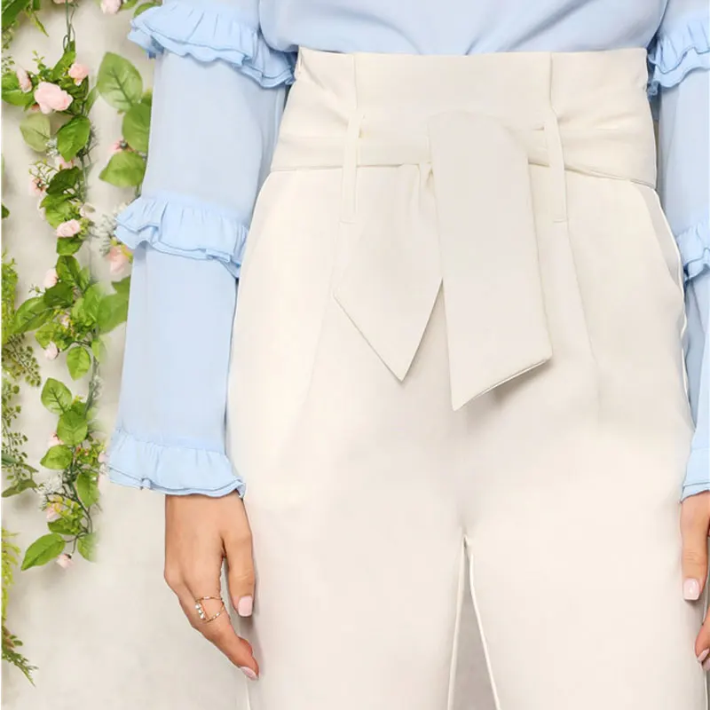 SHEIN Брюки С Поясом И Высокой Талией Женские Элегантные Брюки Для Офиса С Высокой Талией