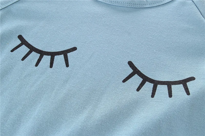 От 1 до 3 лет 2018 футболка с ресницами для глаз Одежда девочек хлопковый комплект из