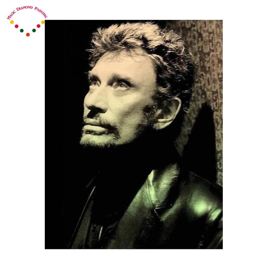 2 8 мм рок стразами Певец живопись с принтом rock star Джонни Холлидей вышивка