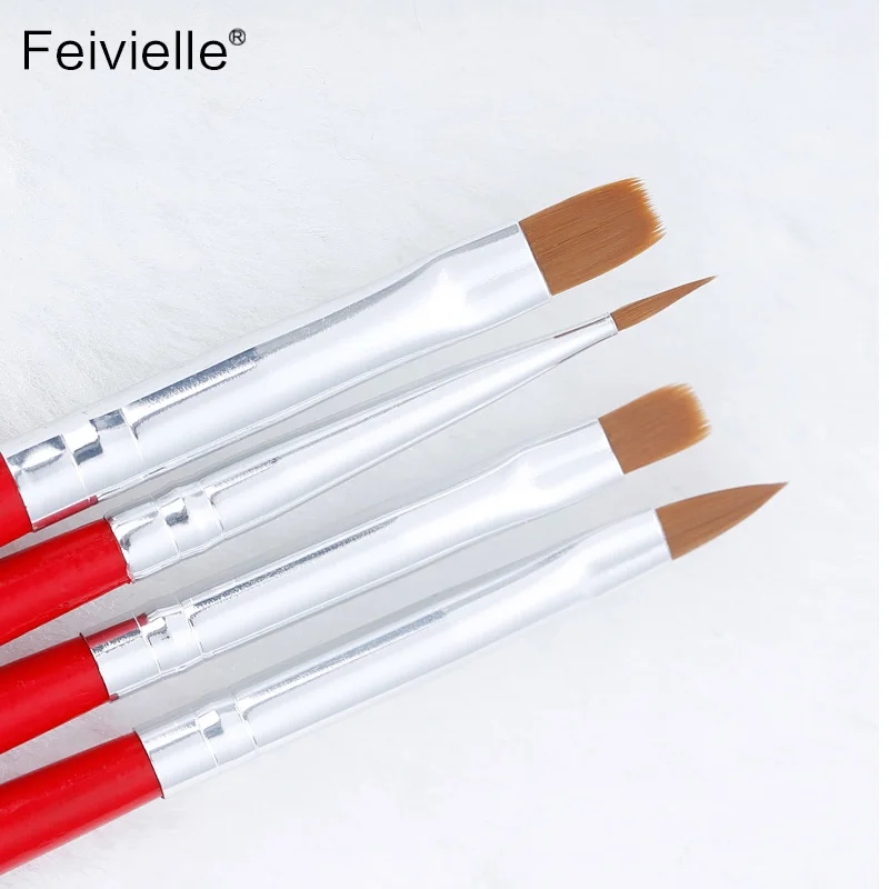 Feivielle 4 размера/Набор DIY Профессиональная Кисть для дизайна ногтей инструмент для рисования ручка набор кистей для полировки гель УФ кисти для принта набор