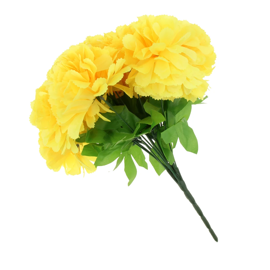 Yellow Искусственные Шелковые хризантемы букет украшение для дома, цветы на могилах - Цвет: Yellow