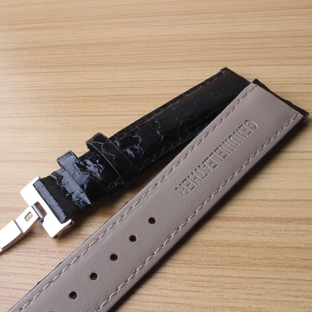 

High Quality Leather Watchbands snake grain Special Accessories Watchband strap with silver stainless steel buckle 20mm 22mm new