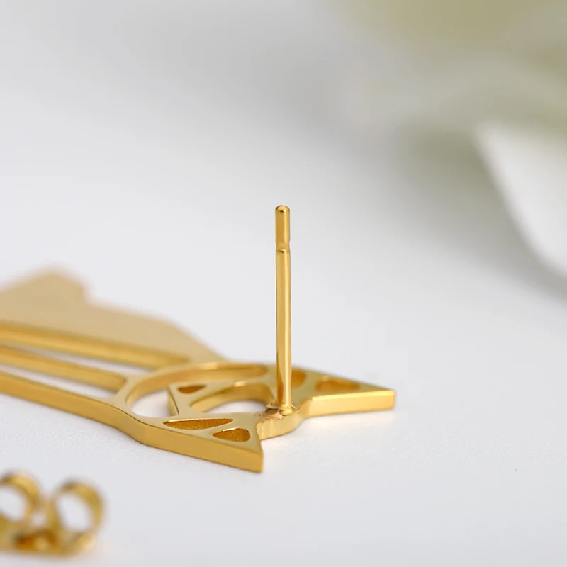 Полые геометрические забавные серьги-гвоздики с котом Bijoux милые животных для