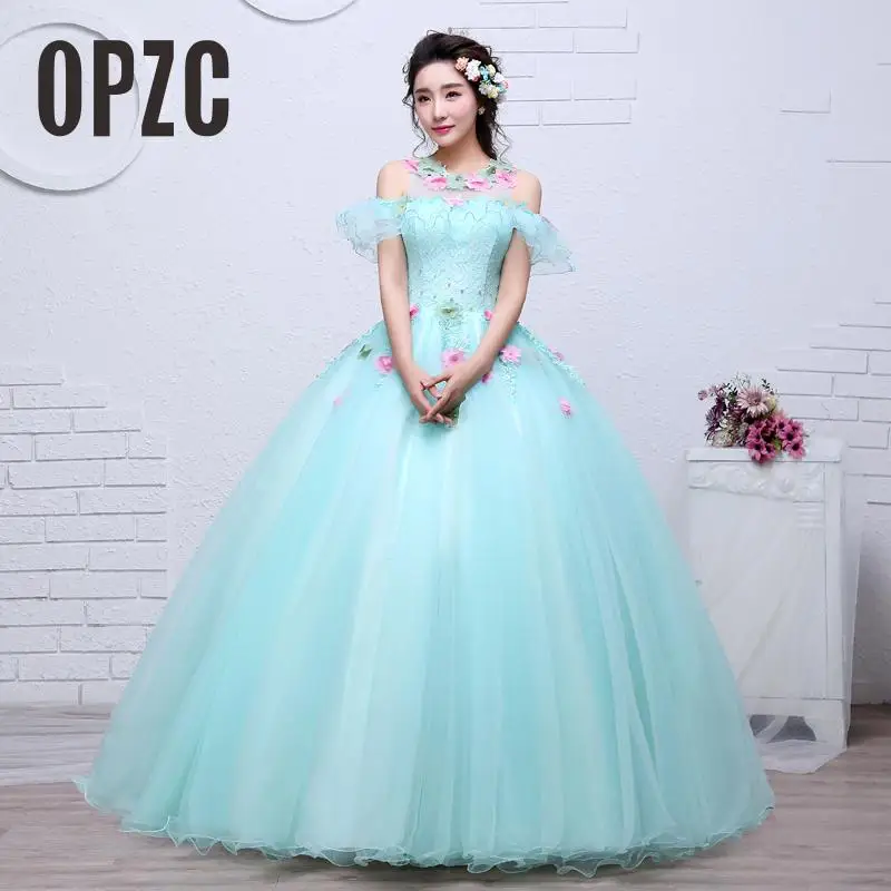 Органза Цветной свадебное платье Новинка 2017 года корейский стиль вырезом