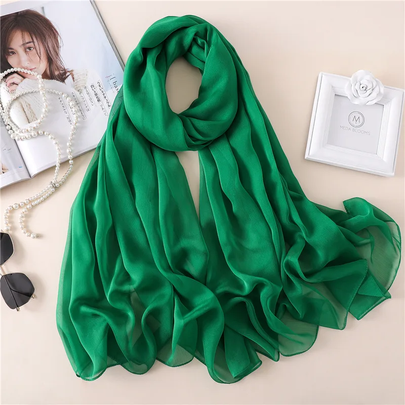 BS13-Green Новинка, шелковый шарф для женщин, однотонный, роскошный, Пашмина, хиджаб, платок для женщин, пляжные шарфы, головной платок, женские, солнцезащитные шарфы - Цвет: BS13-Green
