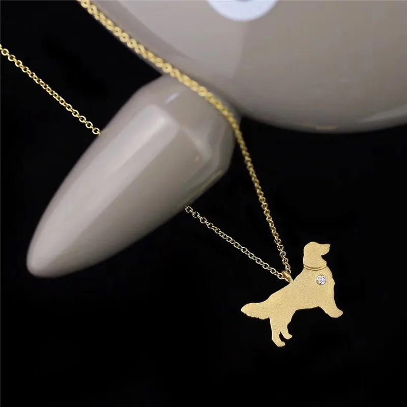 Aazuo Real Diamond 18K Jewelry Lovely Animal Pet Dog Pendent With Chain Necklace gifted for Baby Women Birthday Au750 Cute | Украшения и