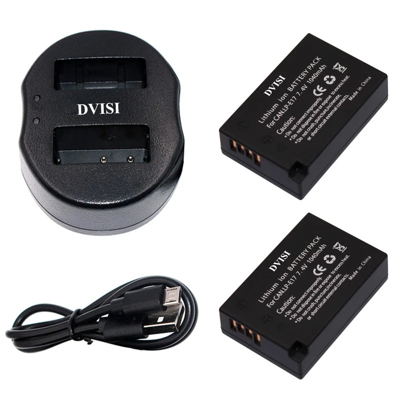 2 шт. LP E17 аккумуляторная батарея с USB двойным зарядным устройством для Canon EOS Rebel T6i