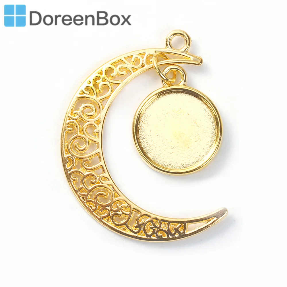 Подвеска Doreen Box из сплава на основе цинка с полумесяцем золотого цвета круглыми