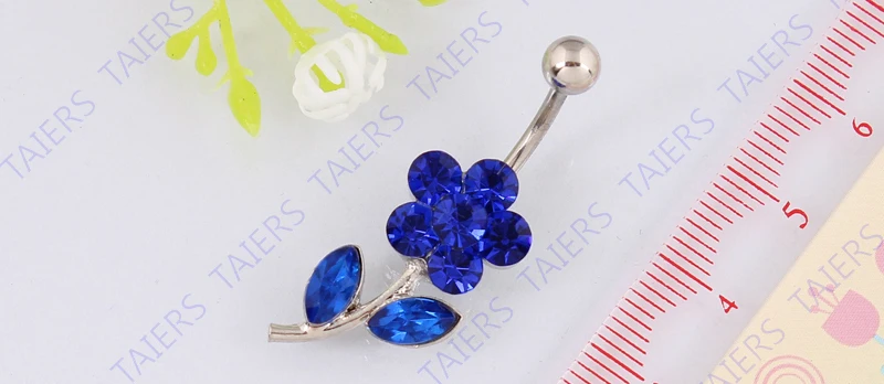 Модное кольцо для пирсинга пупка с цветочным орнаментом простая планка 14G 316L