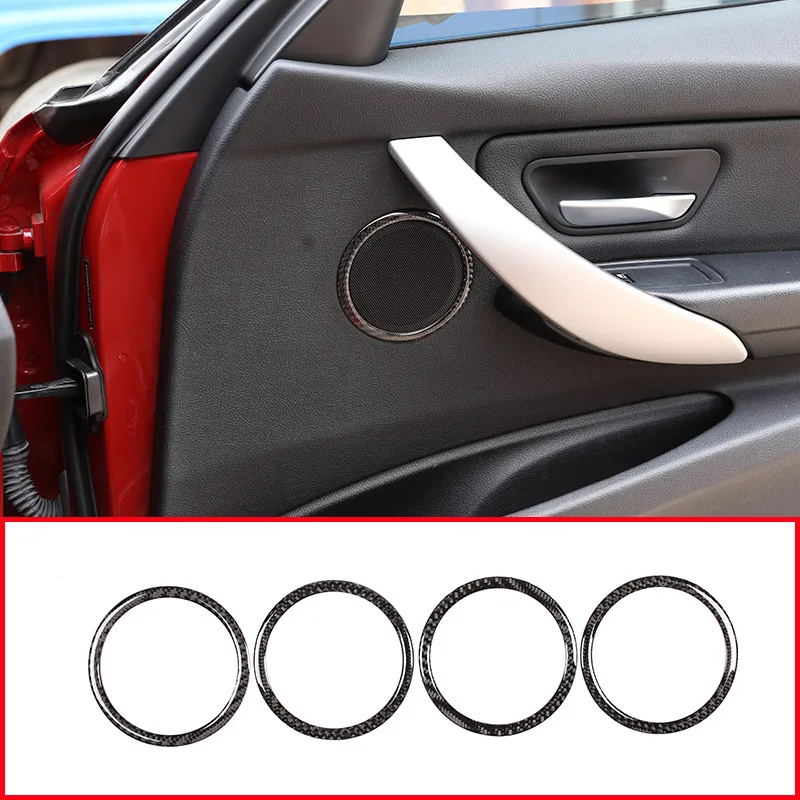 

4pcs Real Carbon Fiber Car Door Decoration Ring Trim Stickers For BMW 3 4 Series F30 F33 F36 2013-2019 Car Accessories