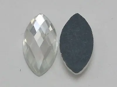 

25 Clear Faceted Horse Eye Flatback Glass Crystal Rhinestone Gem 10X20mm No Hole