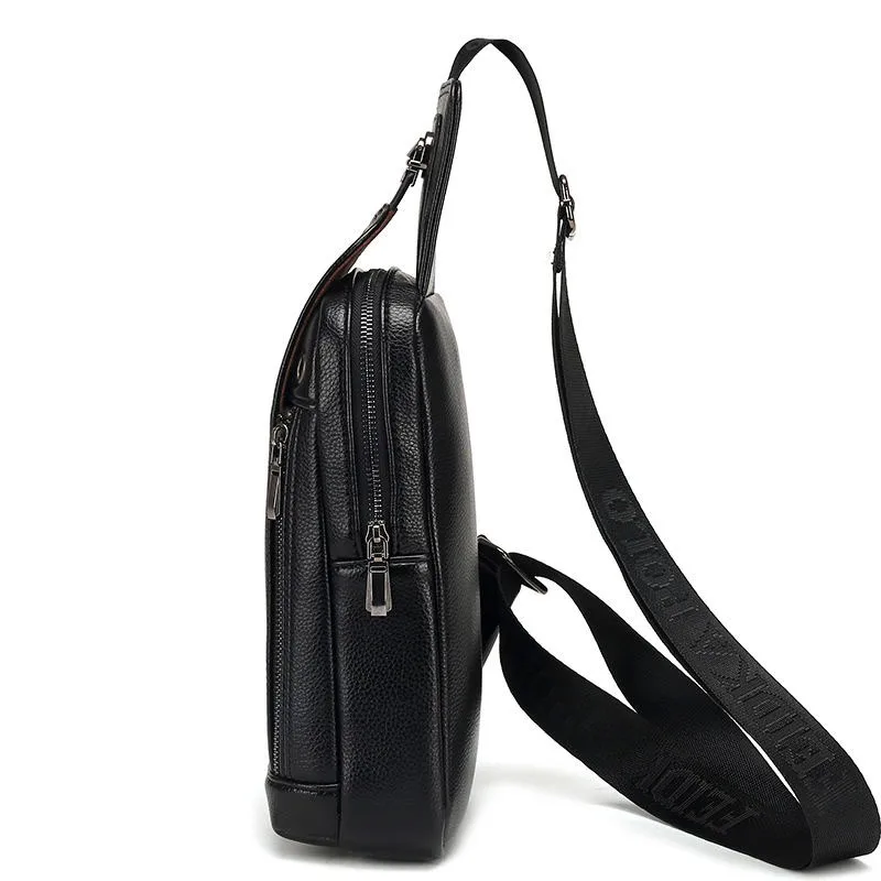 FEIDIKA BOLO брендовая сумка мужская нагрудная с одним плечевым ремнем BackBag кожаная