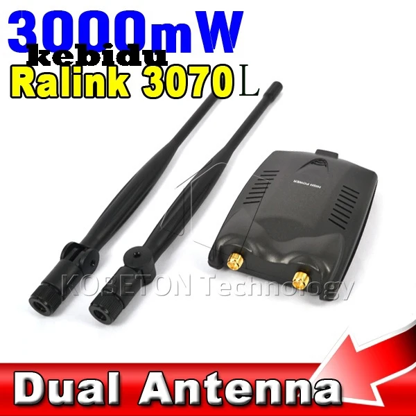 

kebidu 3000mW Wireless Wifi Adapter Receiver + Long Range Dual Wi fi Antenna Ralink 3070L Free Internet for Desktop PC