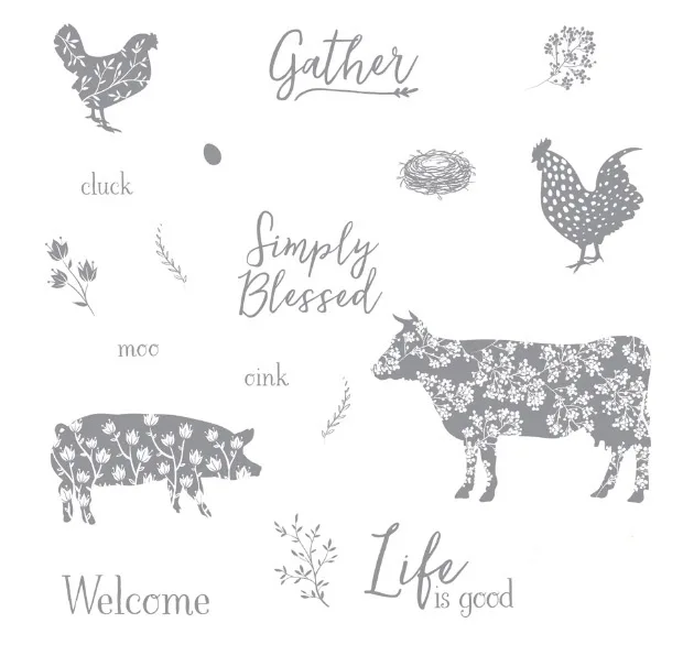 Oink moo cluck прозрачные штампы и металлические для скрапбукинга