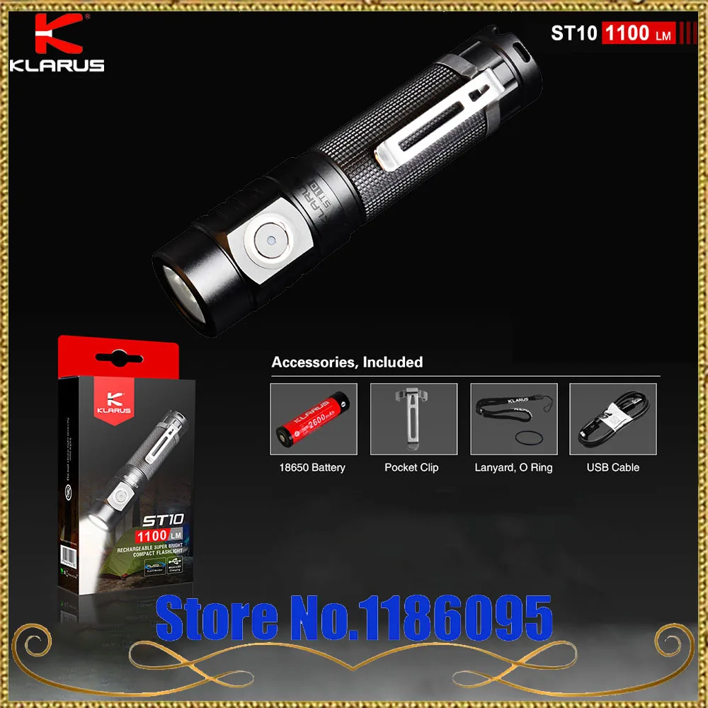 Новинка супер яркий компактный перезаряжаемый фонарик KLARUS ST10 CREE XM-L2 U2 LED 1100 люмен