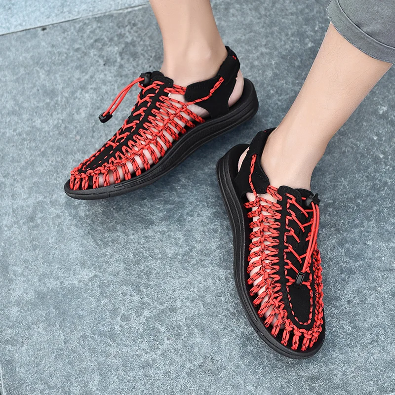 Summer Shoes For Man Breathable Mens Black Red Sandals Elastic Band Casual Male Comfortable Walking Men | Обувь