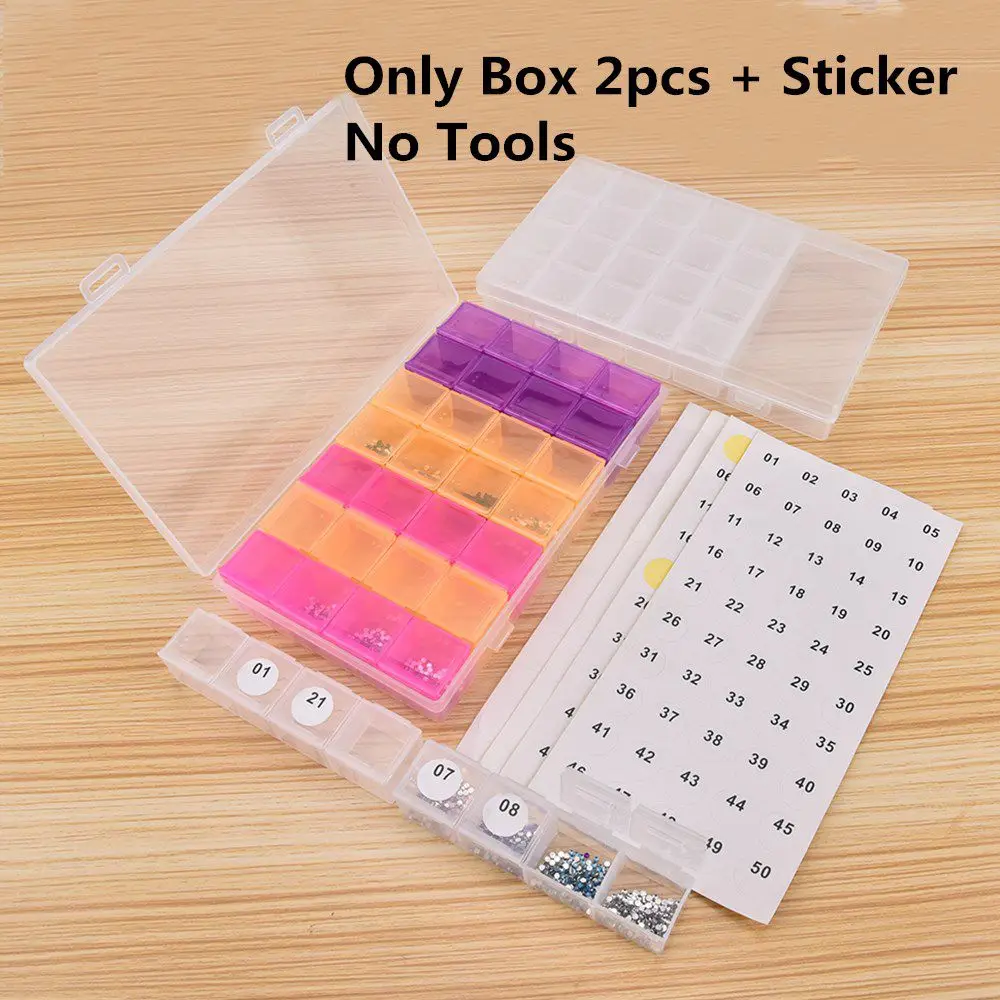 Only Box 2pcs Алмазная вышивка набор инструментов Быстрая алмазная живопись наборы точечная ручка Стразы коробка для хранения клей для алмазов глина DIY аксессуары для рукоделия - Цвет: Only Box 2pcs