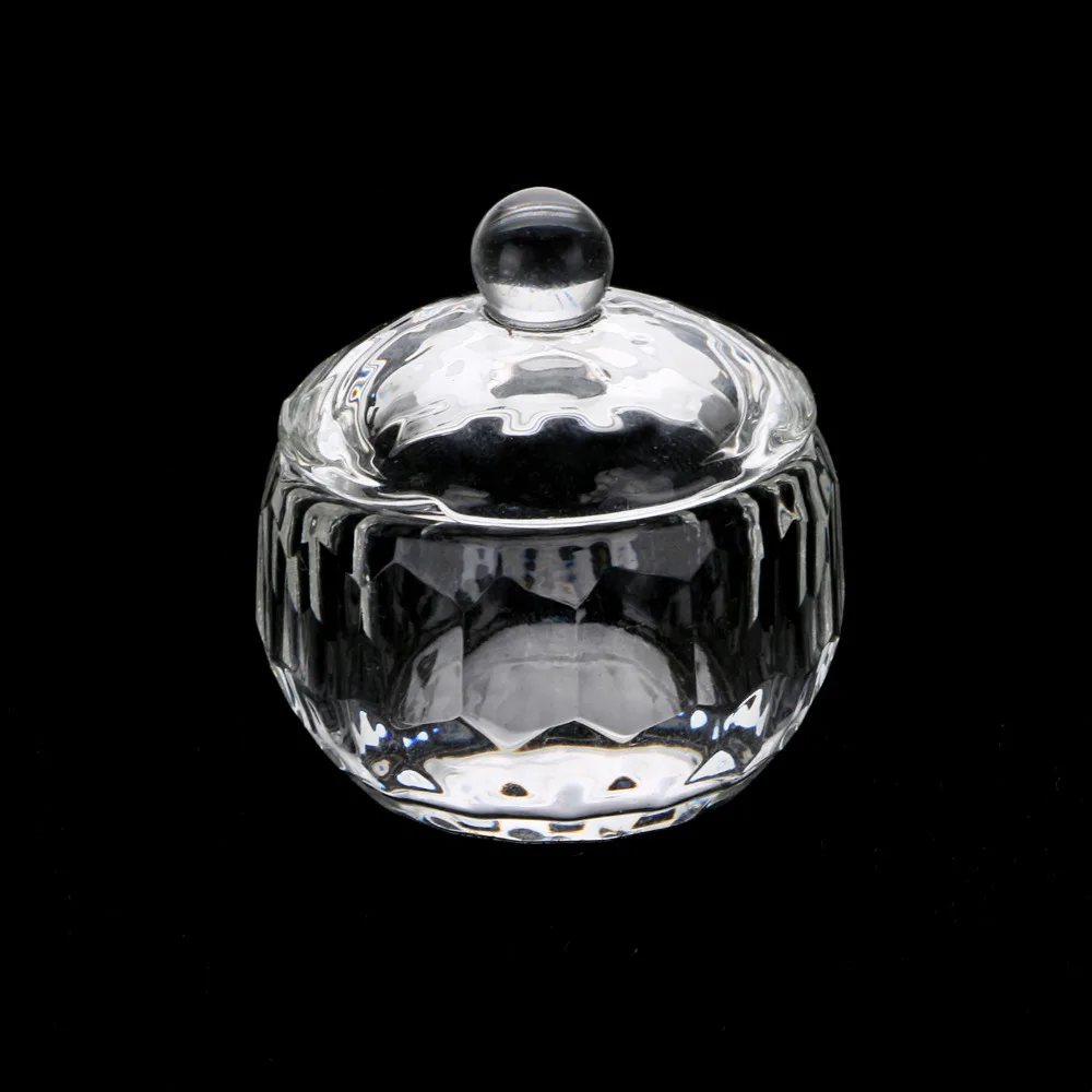 

2x Nail Art Acrylic Crystal Glass Dappen Dish Lid Bowl Cup For Liquid Powder