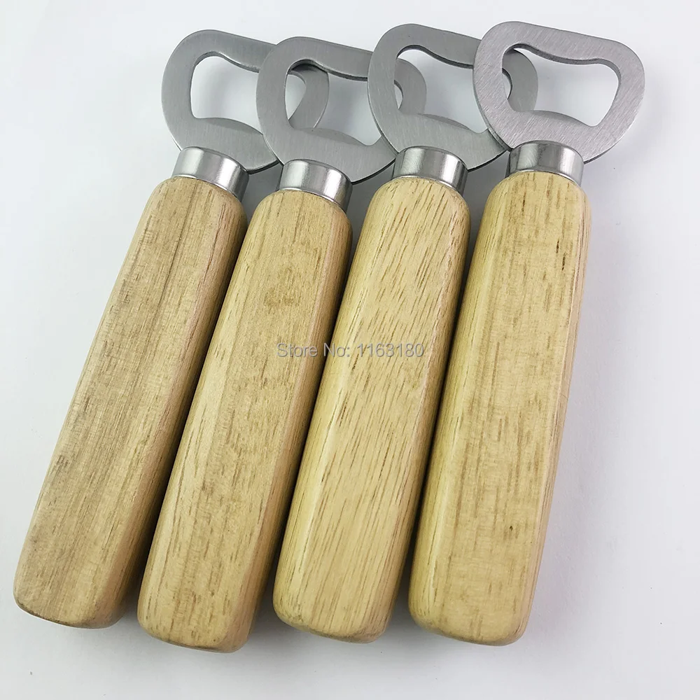 

10pcs/lot Personalized Engraved Stainless steel Wood Handheld Bartender Beer Bottle Opener Wedding Bar Gift Promotion Gift