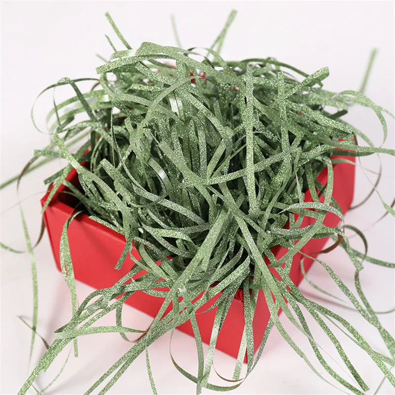 grass green 20 г измельченный бумажный наполнитель подарочной коробки для свадьбы, дня рождения, вечеринки, украшения, блестящая лазерная резка, шелковая упаковка, подарочный пакет - Цвет: grass green