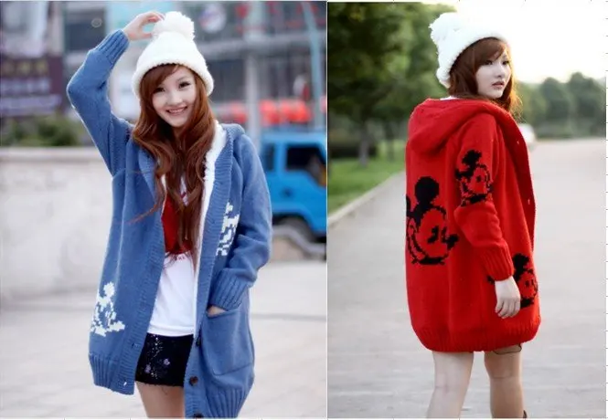 Women sweater coat korean hooded Mickey cashmere thickening free shipping | Женская одежда
