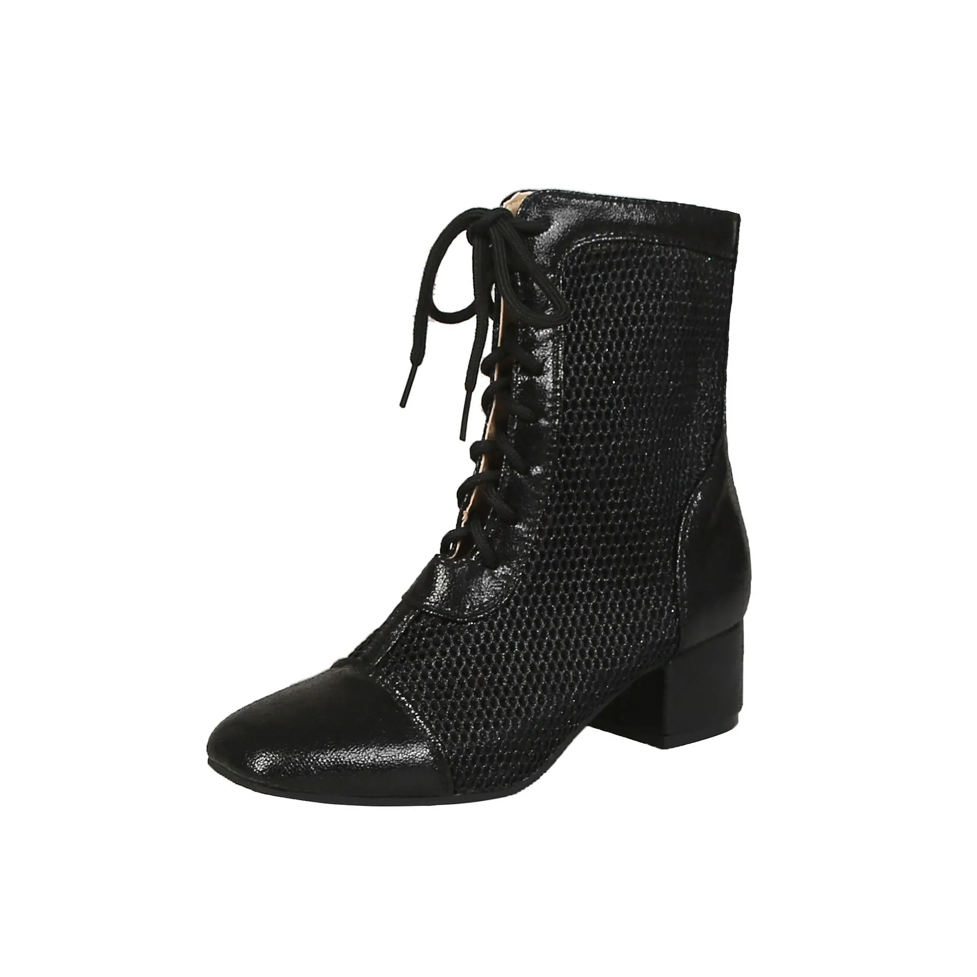 EFFGT Fashion Womens Ankle Boots Mesh Shoes Sexy High Heels Lady Platform Pumps Lace Up Shoe Female Round head high K559 | Обувь