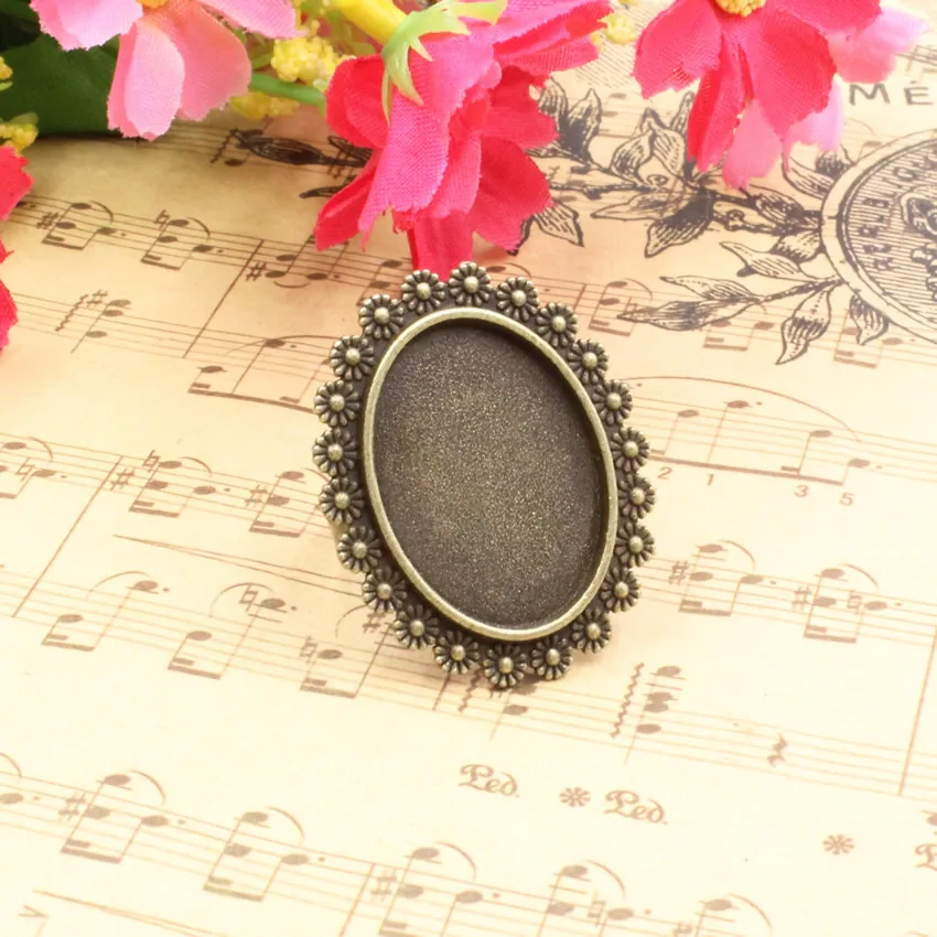 Fit 18x25mm Cabochons Mixed adjust Ring Metal Oval Blank Setting Bezel Cabochon Base For DIY 10pcs/lot K05270 | Украшения и