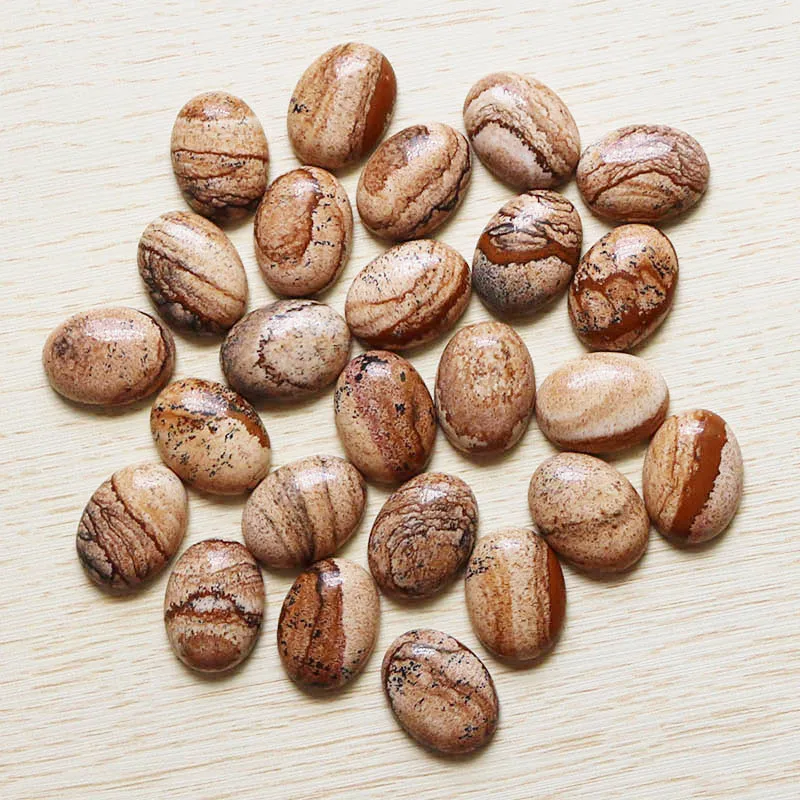 Wholesale Natural Picture Stone Oval CAB CABOCHON Teardrop Beads DIY Jewelry Accessories 15x20mm 30Pcs/Lot Free Shipping | Украшения и