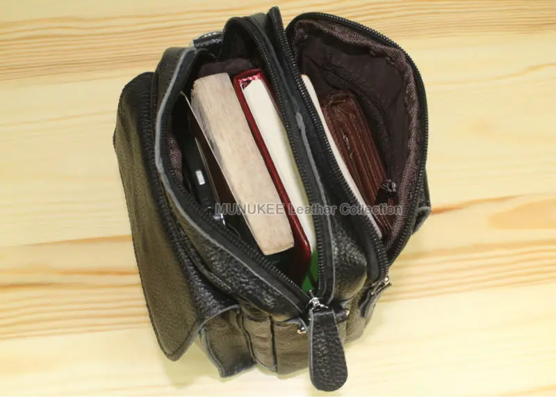 Fashion New Genuine Leather messenger bags Men crossbody Bag Real leather Shoulder Bag for men small bag Casual Black M154
