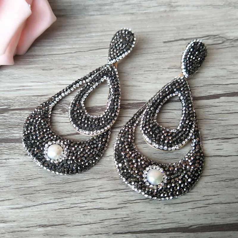 1 пара жемчужных бусин ручной работы черные серьги-подвески в форме двойных