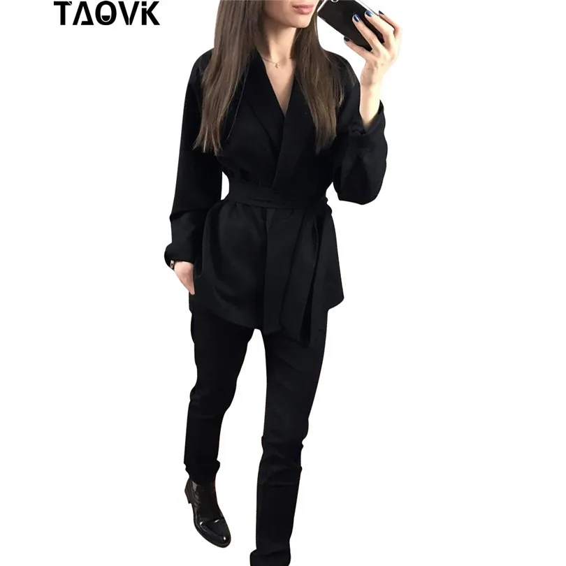 TAOVK Офисные женские туфли брючный костюм Для женщин комплекты блейзер с поясом