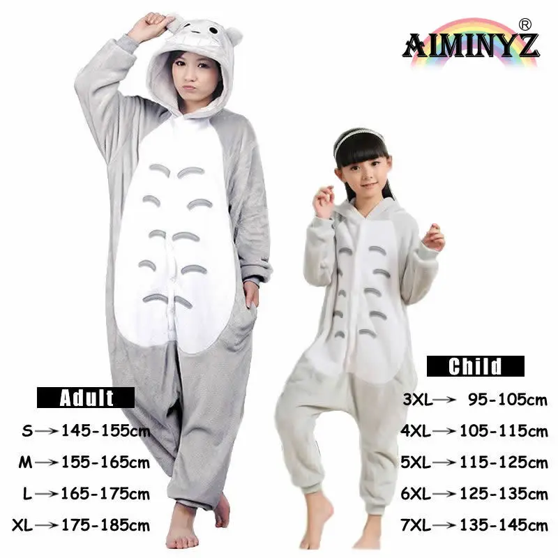 Totoro Фланелевые пижамные комплекты унисекс с единорогом, пегасом, стичем, пандой, динозавром, мультяшными животными для мужчин и женщин - Цвет: Totoro