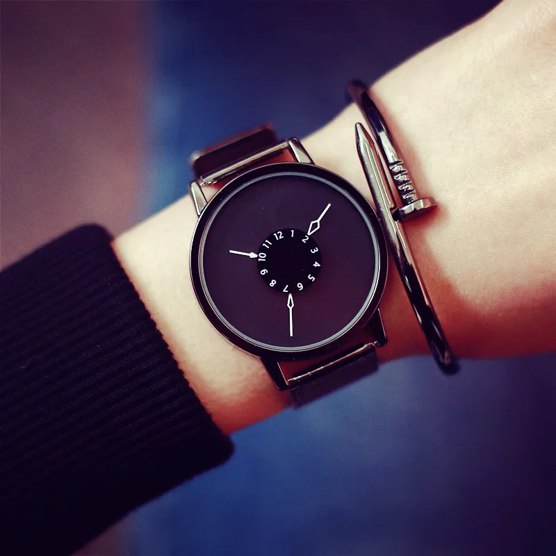 Новые модные женские кварц Творческий Смотреть Простой Уникальный студентов часы стрелки лицо дизайн сетка