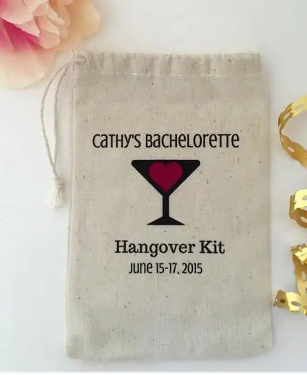 

CUSTOM Heart Martini Bachelorette Hangover bridal shower recovery Survival Kit wedding favor gift bags party Candy pouches