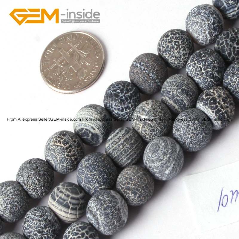 

Round Matte Frost Black Agates Beads For Jewelry Making 6-12mm 15inches DIY Jewellery FreeShipping Wholesale Gem-inside