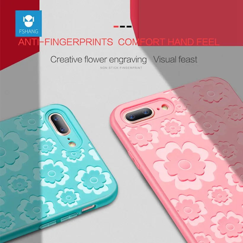 Fshang Роскошный чехол для iPhone 6 6S Plus 3D Выбивает Цветочные Мягкие силиконовые ТПУ