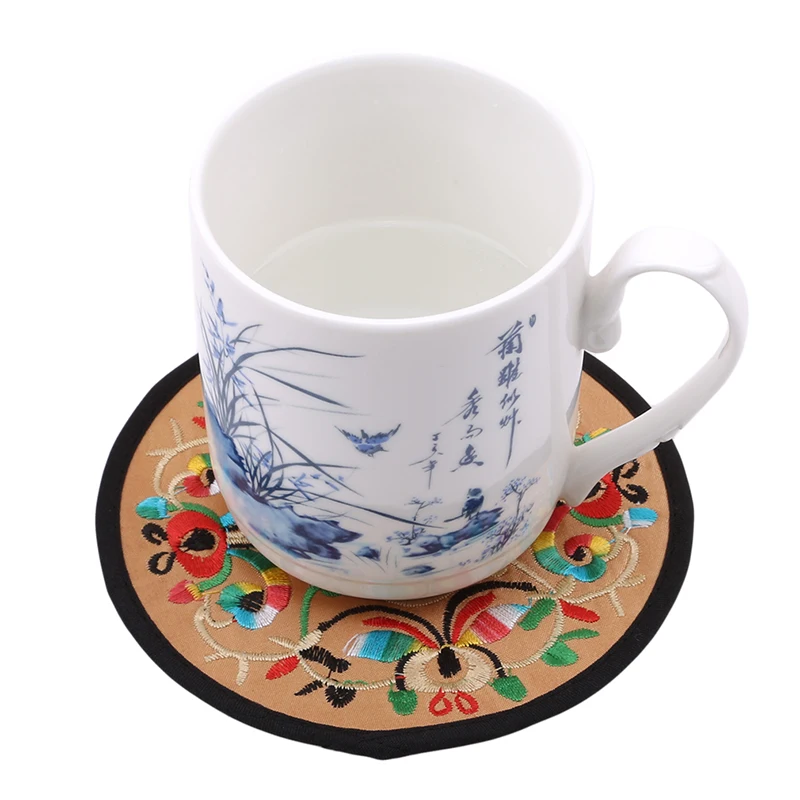 2 шт./упак. вышитые керамические накладки подставки для чашек украшения дома