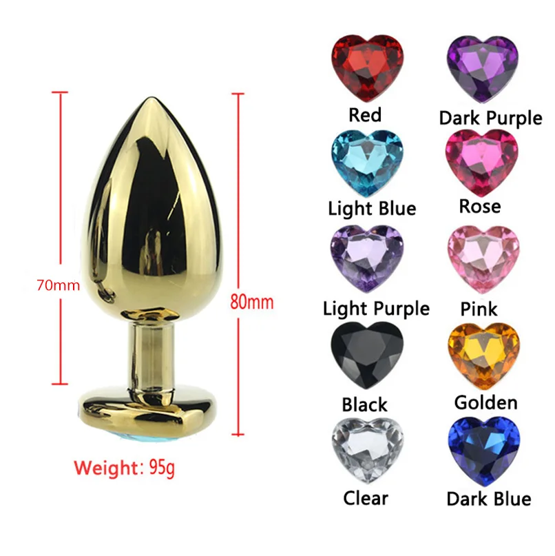 Medium Size Stainless Steel Anal Plug Beads Jeweled Heart Colored Anus Jewelry Metal Butt Insert Sex Products Toy | Красота и