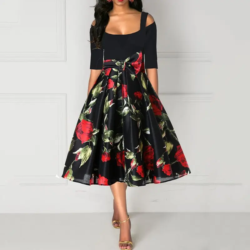 Летние Элегантные винтажные офисные женские вечерние размера плюс миди платья с