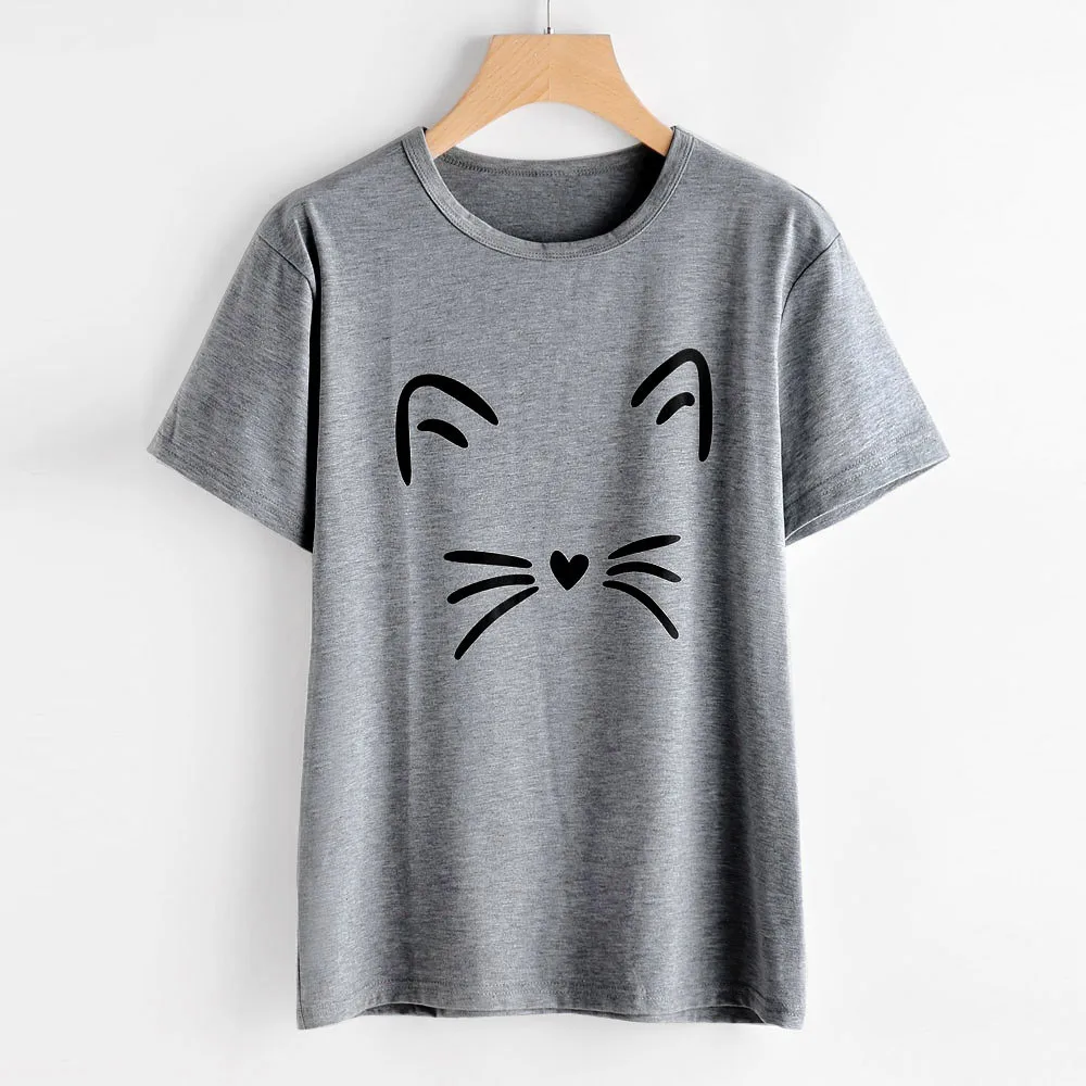 Женская футболка с коротким рукавом Повседневная летняя о вырезом и принтом