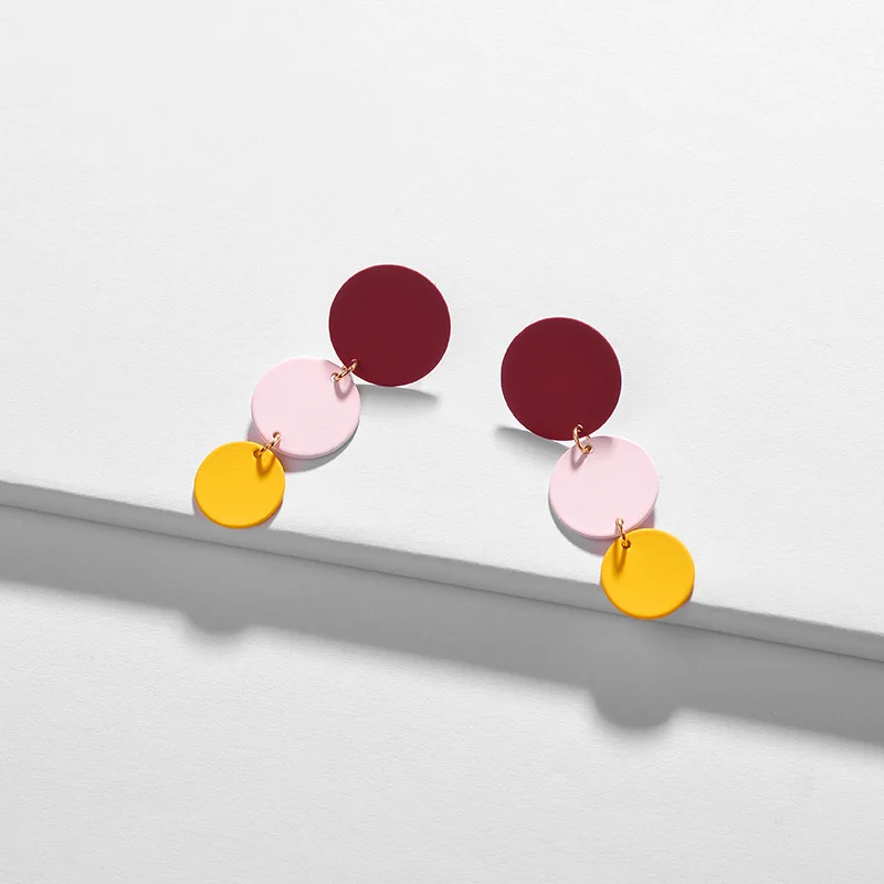 Разноцветные серьги HUIDANG круглые матовые серьги-гвоздики диски для женщин