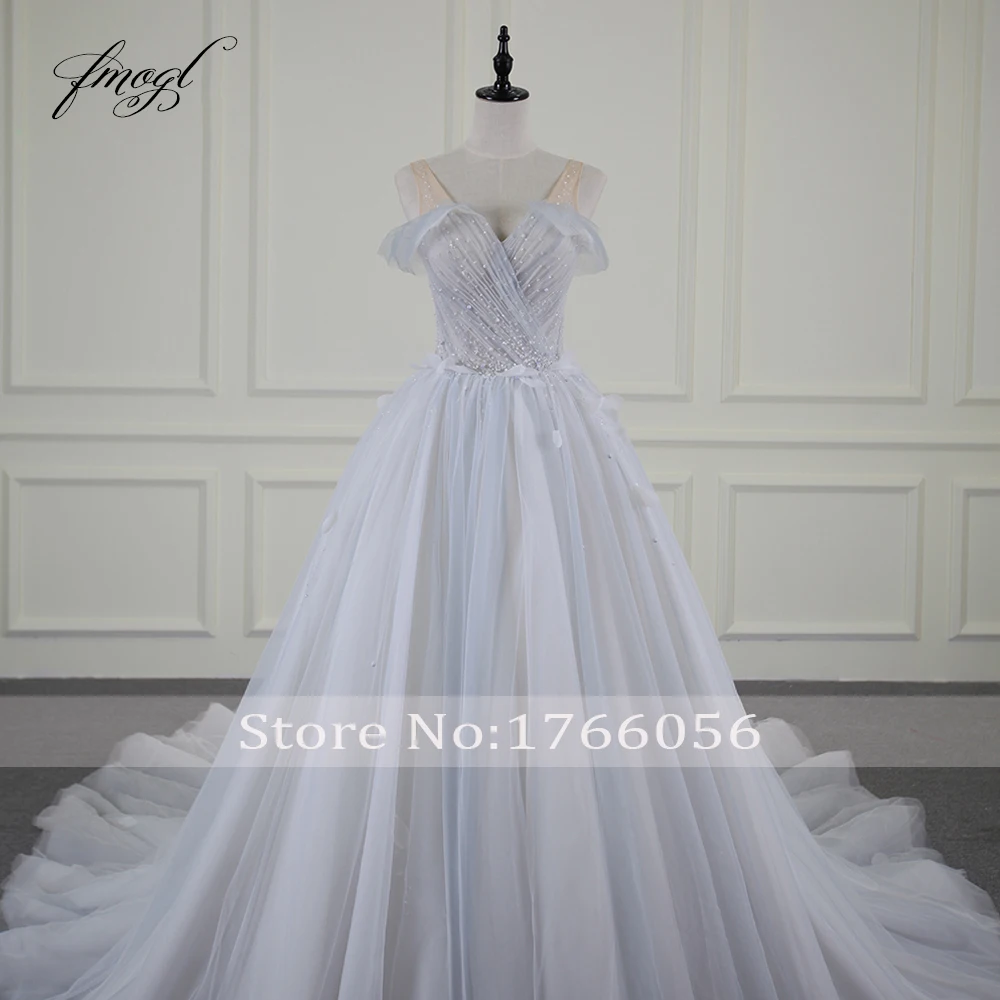 Женское свадебное платье с v-образным вырезом и открытой спиной Fmogl Vestido De Noiva A Line