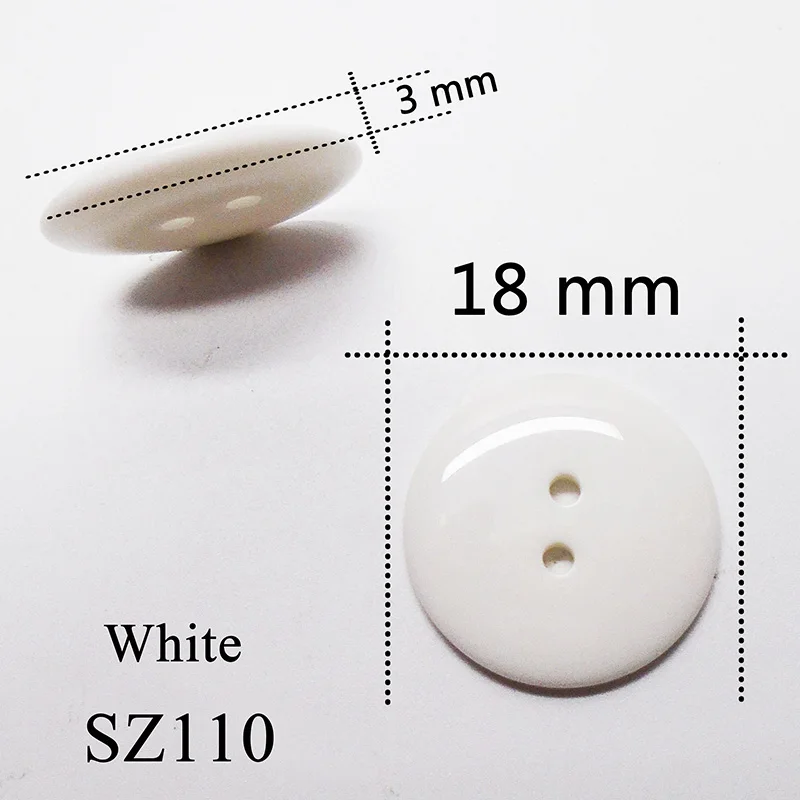 SZ110-18mm 100 шт 8-18 мм глазурь круглые стеклянные прозрачные полимерные пуговицы Белый Черный шитье скрапбукинг для свадьбы женская одежда ручной работы 2 отверстия - Цвет: SZ110-18mm