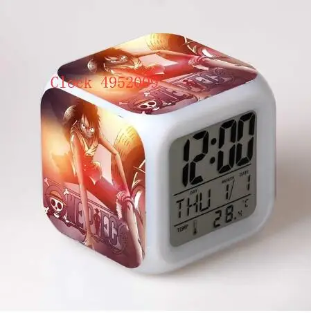 ONE PIECE Kids Toys Cartoon Alarm Clock Led digital alarm clock electronic wake up light table reveil wekker |