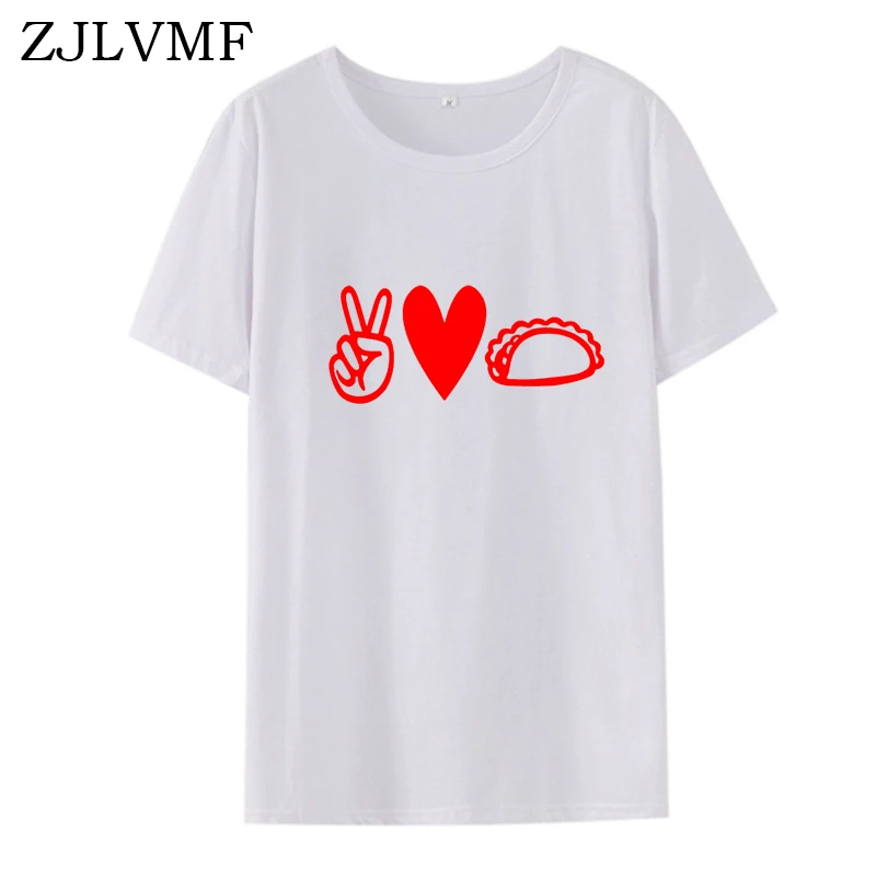 Женская футболка с круглым вырезом Zjlvmf Peace Love Taco свободная повседневная